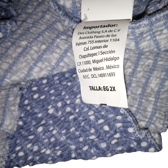 Black Tape Smocked Blouson Sky Blue Dot Cottage Core Poet Sleeved Plus Top 2X - Picture 9 of 9